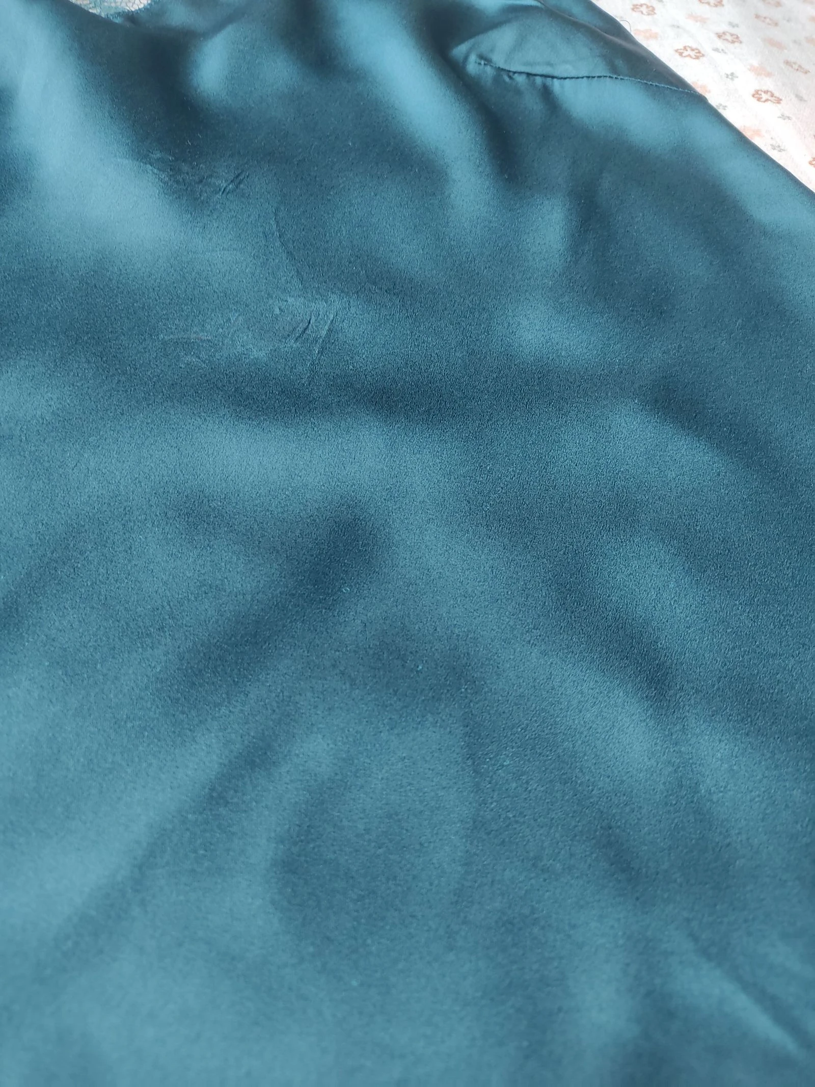 Blusa de satén azul pato con encaje Rouge gorge - Talla 40 - Muy buen estado – photo 4